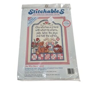 Stitchables Counted Cross Stitch Kit She Who Has a Friend 8x10 Free Frame New